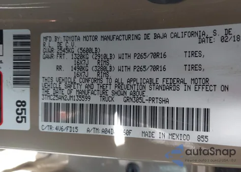 2018 Toyota Tacoma Trd Off Road из США, поврежденный, VIN 3TMCZ5AN2JM135599